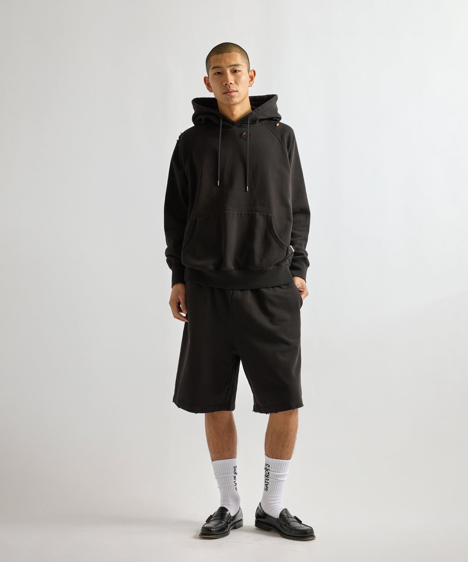 Saturdays NYC Austin Super Vintage Sweat Short in Fade Black