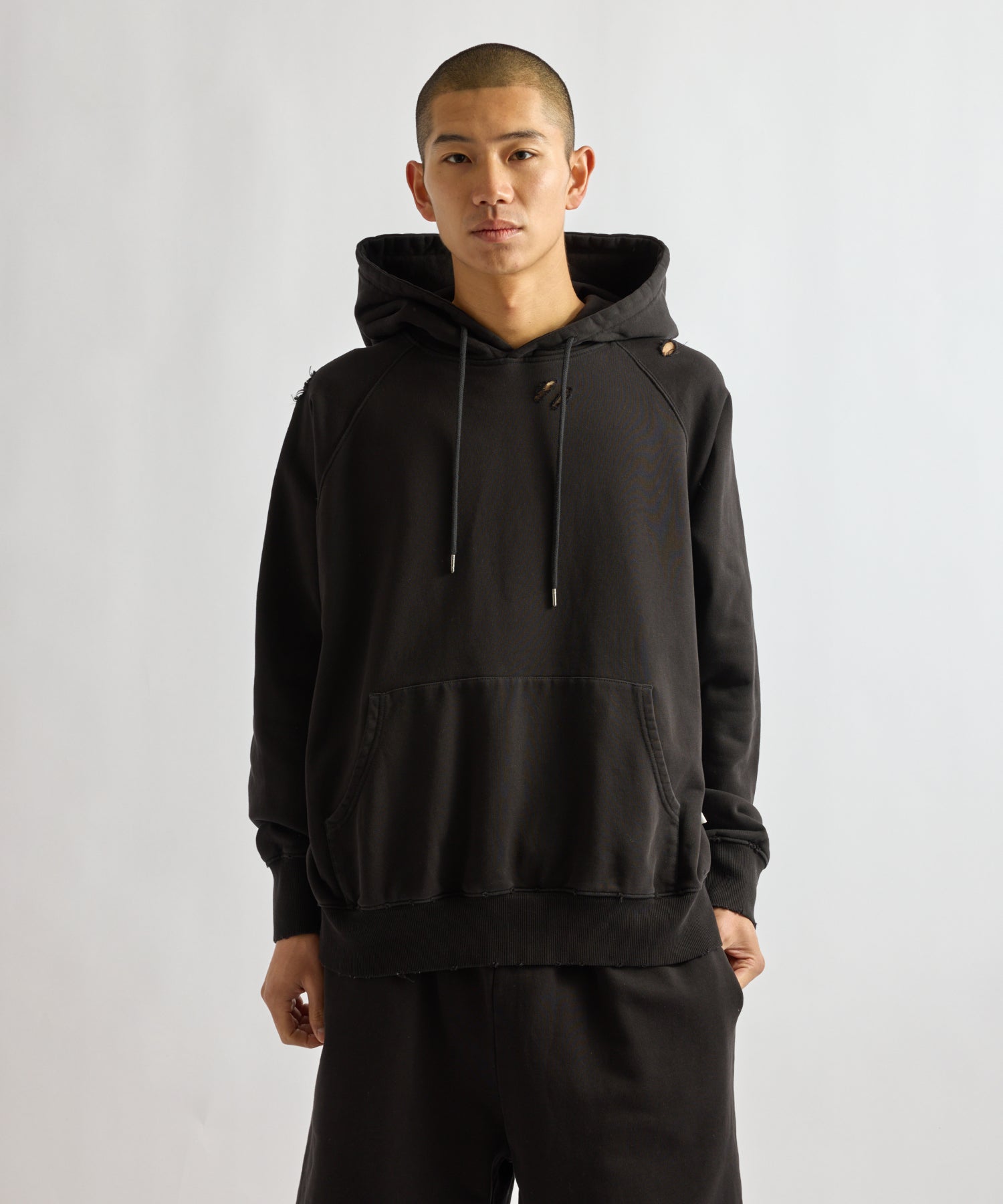 Saturdays NYC Warren Super Vintage Relaxed Hoodie in Fade Black