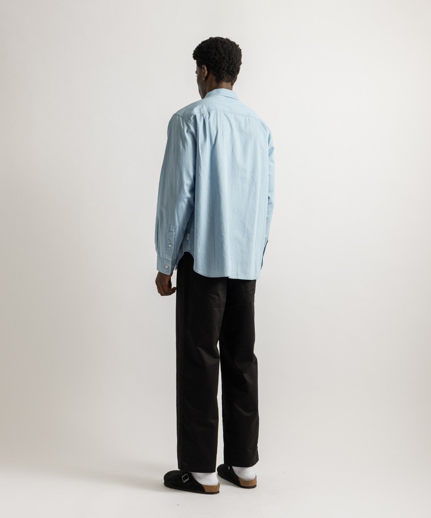 Saturdays NYC Hanley Chambray Melange Shirt in Light Blue