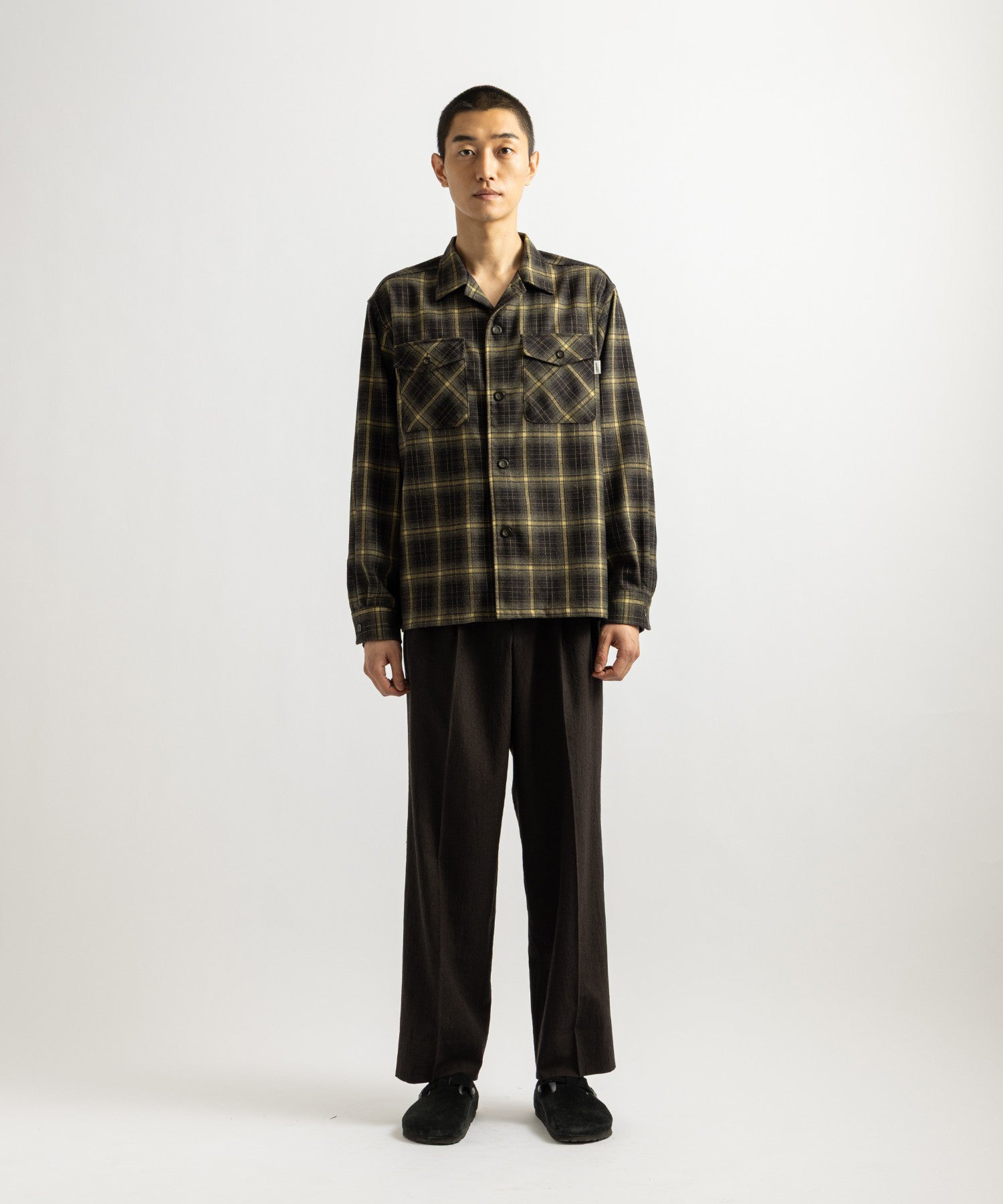 Saturdays NYC Marco Ombre Check CPO Shirt in Black