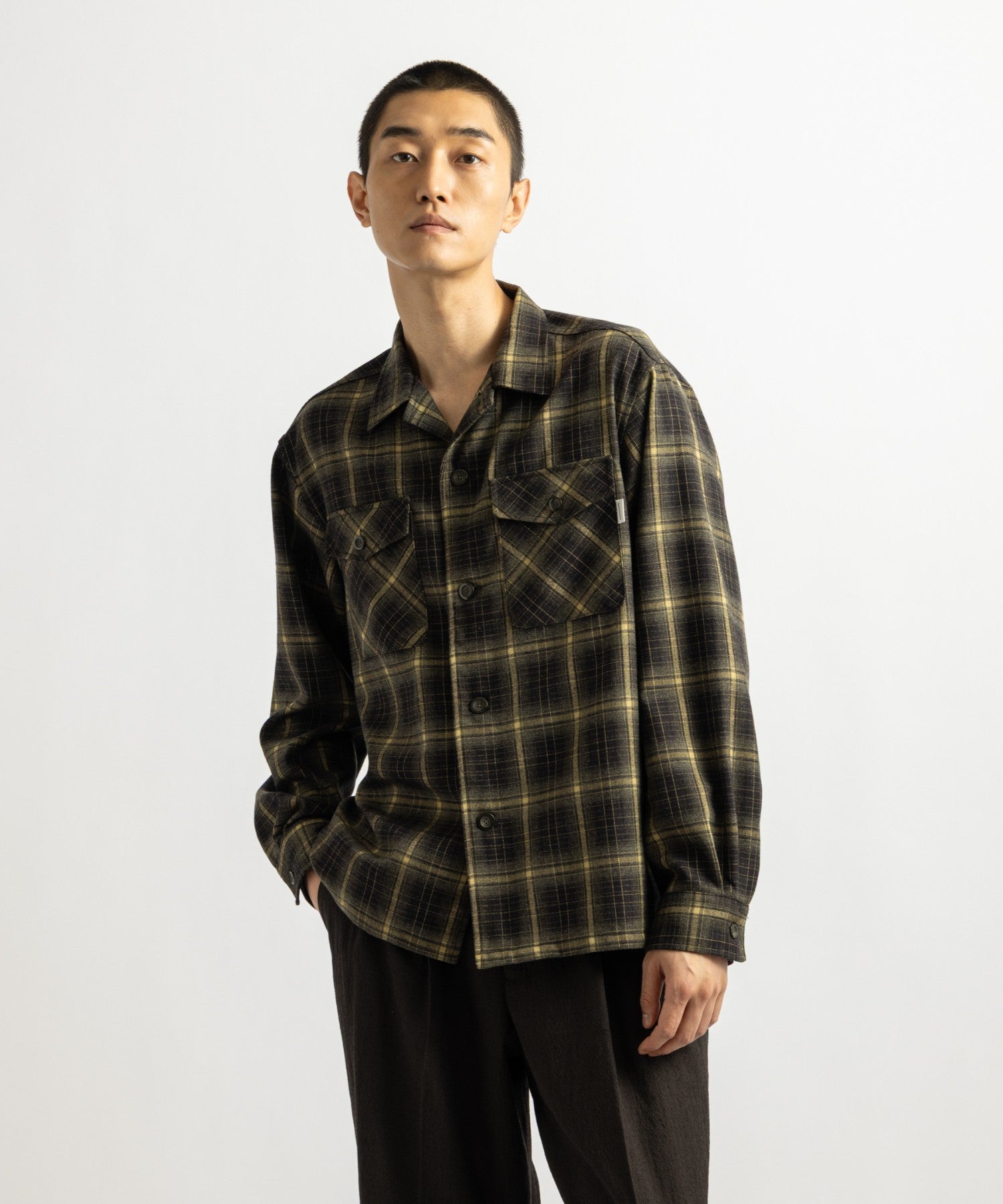 Saturdays NYC Marco Ombre Check CPO Shirt in Black