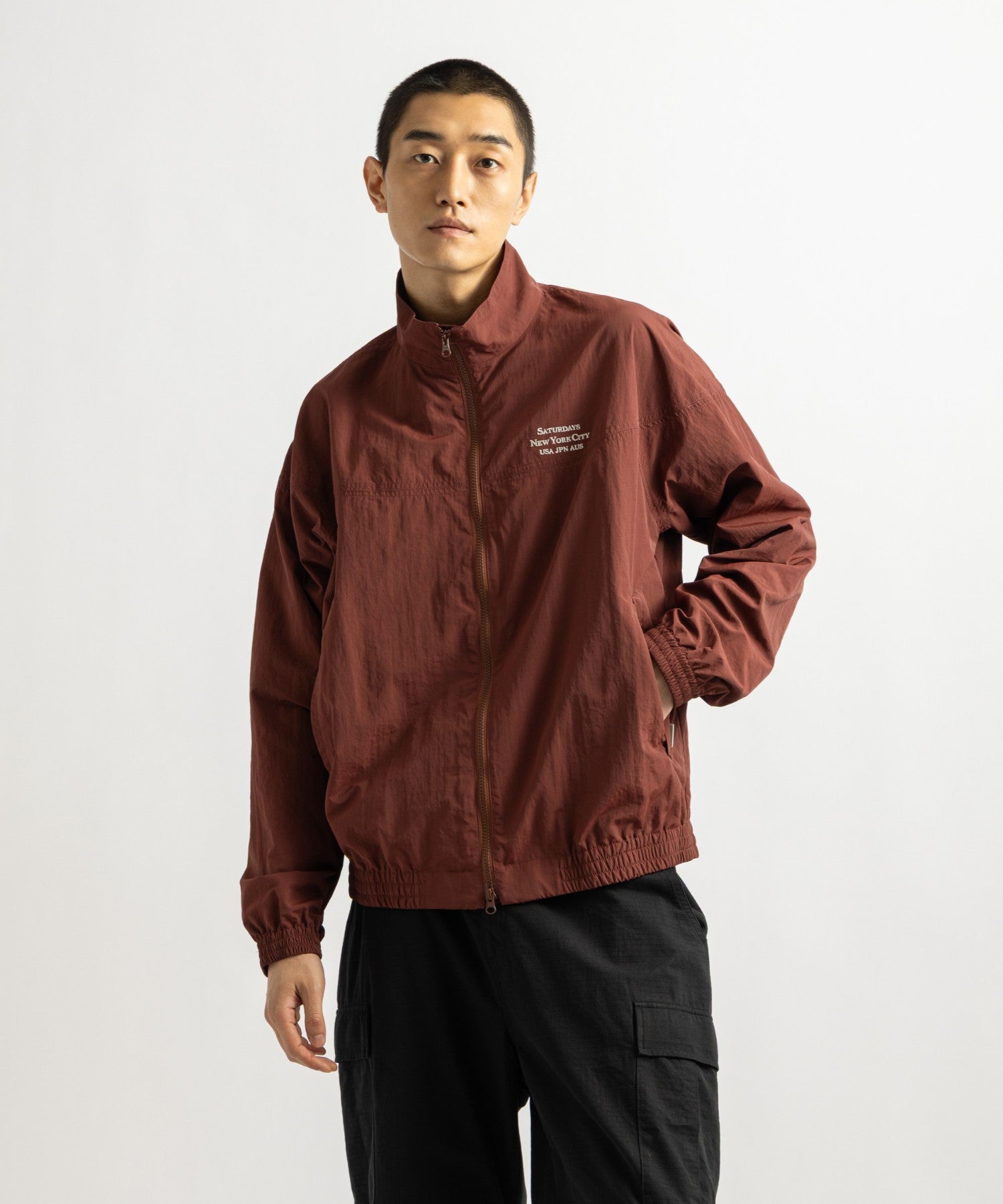 Saturdays NYC Everett International Training Jacket in Burgundy