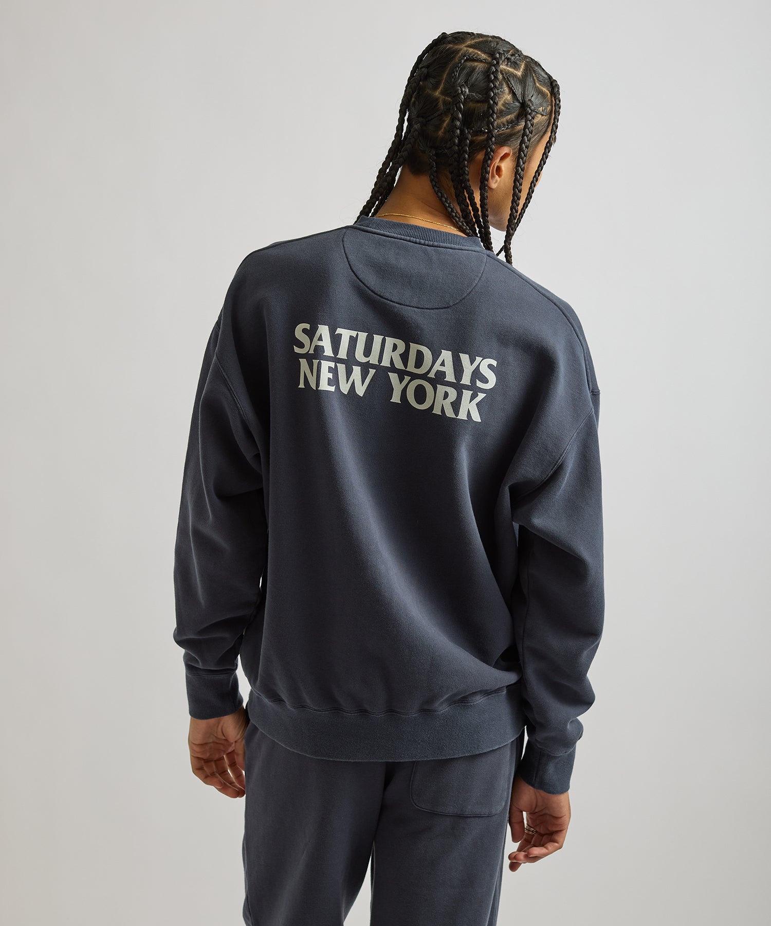 Saturdays NYC Ari Relaxed Ozone Washed Sweatshirt in Navy