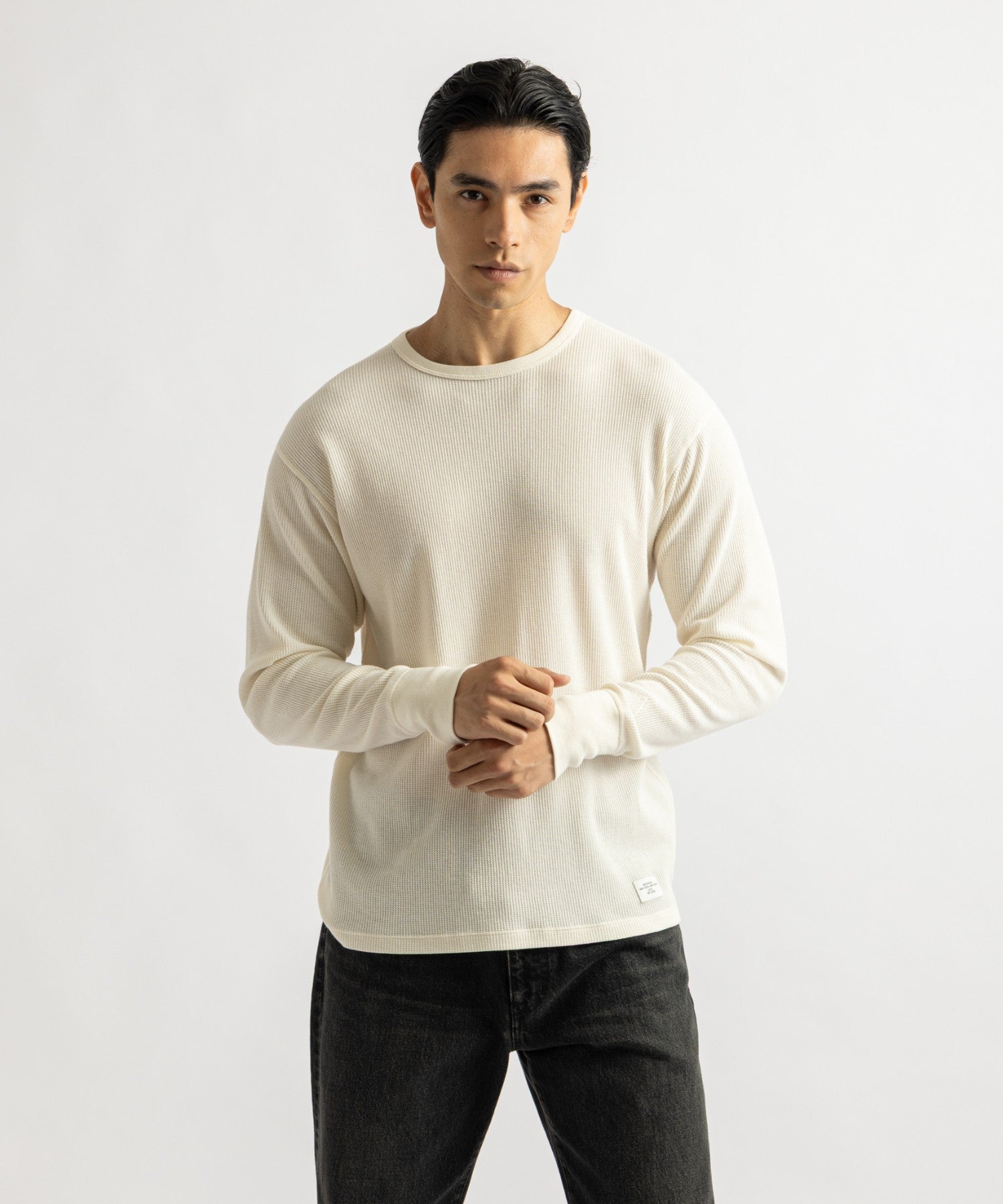 Saturdays NYC Hanes x Saturdays NYC Waffle 2-Pack Long Sleeve Tee in Off White & Gray