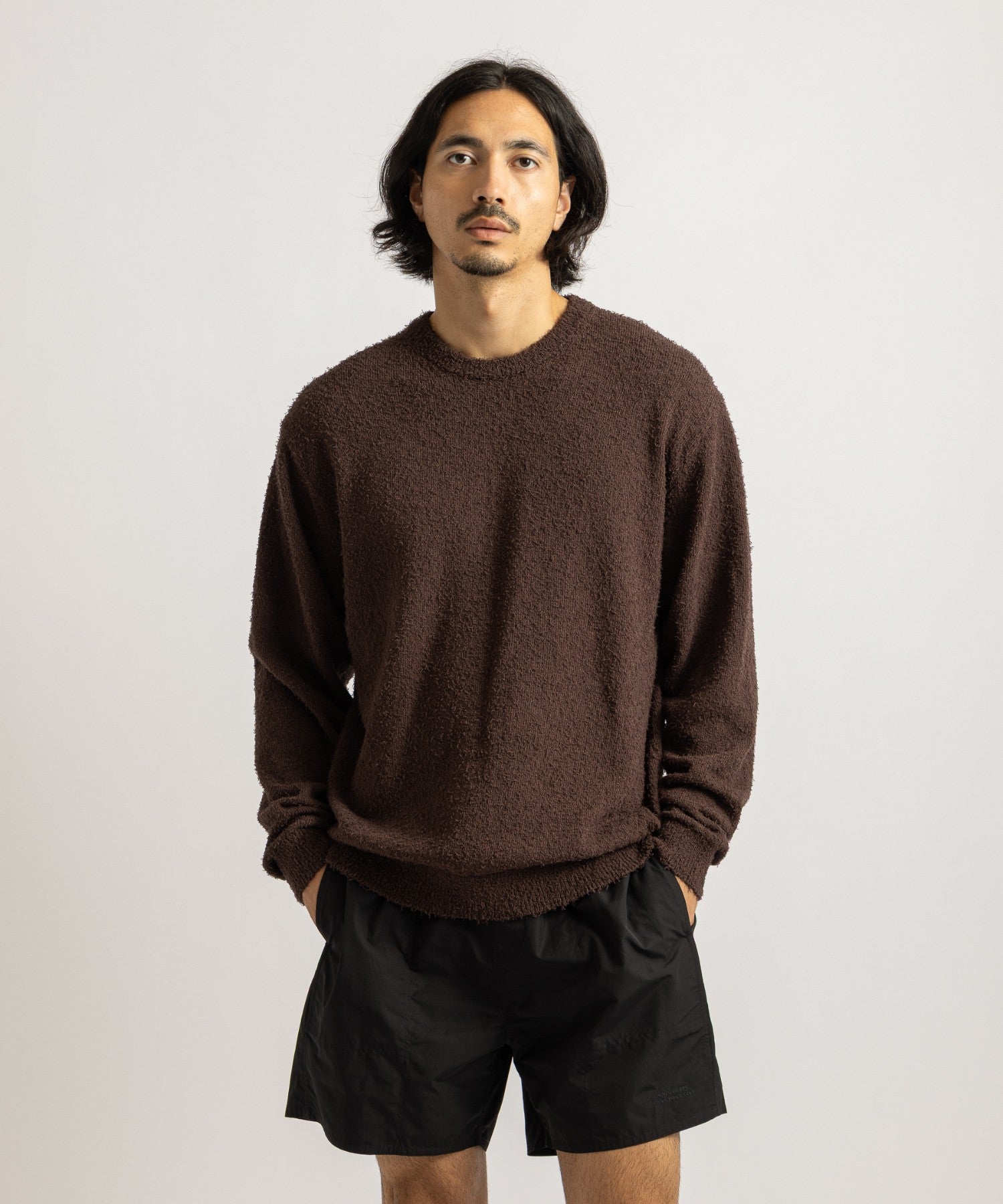 Saturdays NYC Greg Loop Yarn Sweater in Dark Brown