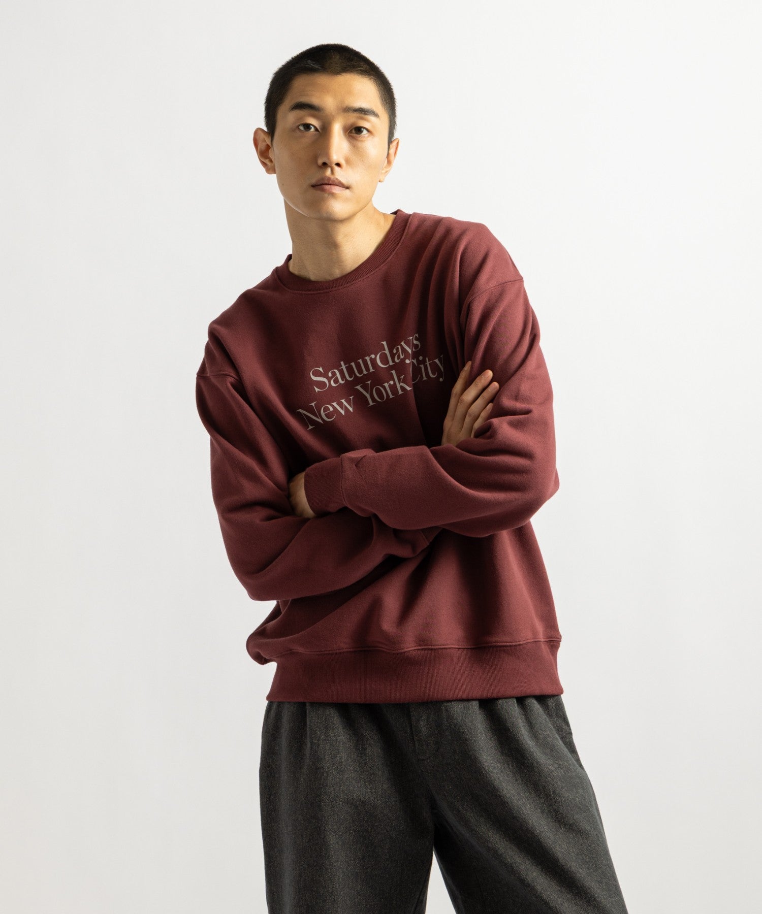 Saturdays NYC Bowery Miller Standard Sweatshirt in Wine