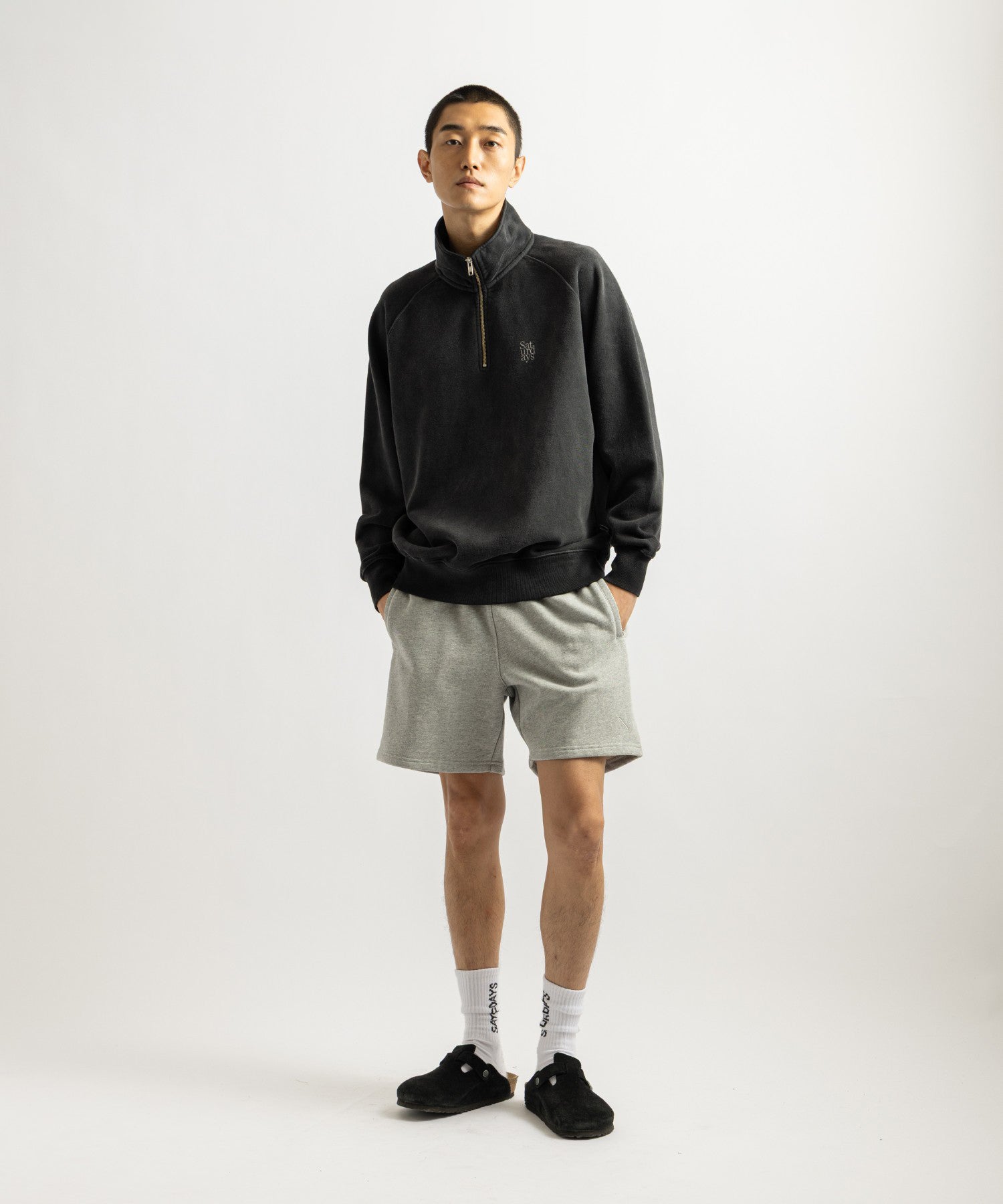 Saturdays NYC Austin Slash Sweat Short in Gray