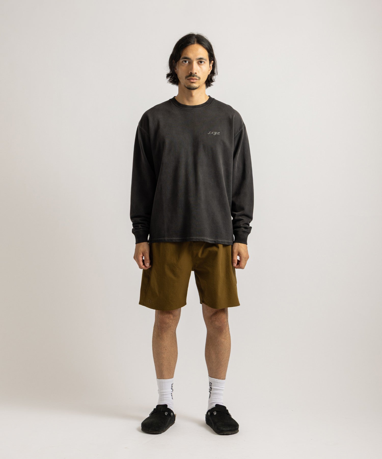 Saturdays NYC S.NYC Terry Long Sleeve Sweatshirt in Charcoal