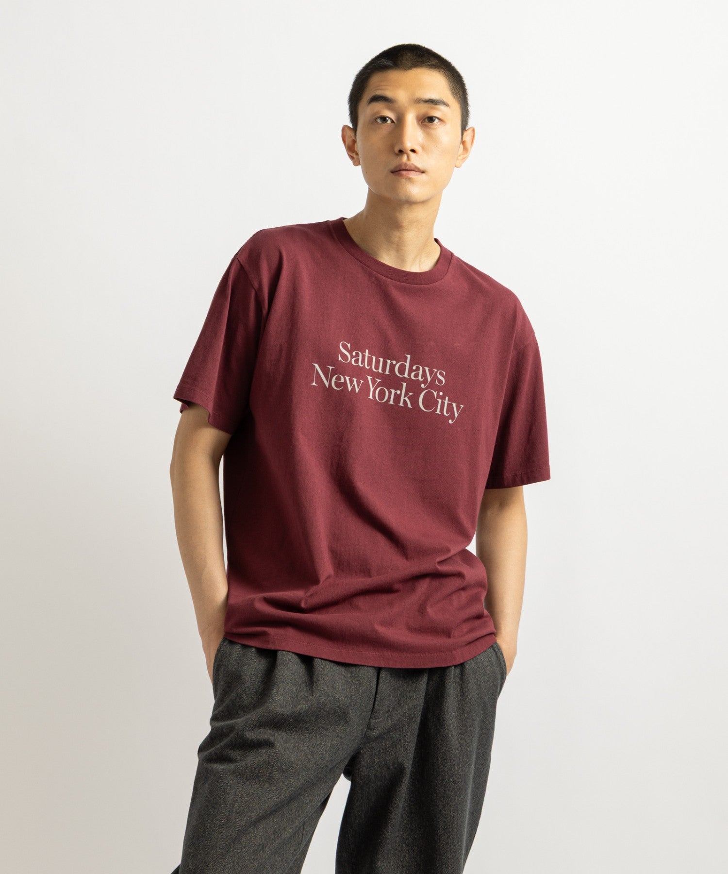 Saturdays NYC Miller Standard Short Sleeve Tee in Wine