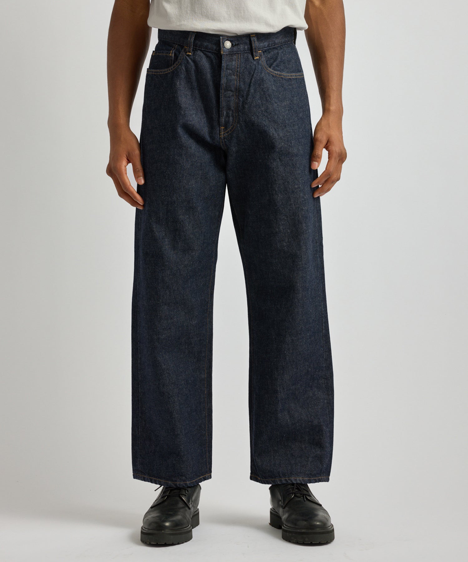Saturdays NYC Tobias Straight Rinsed Denim Pant in Navy
