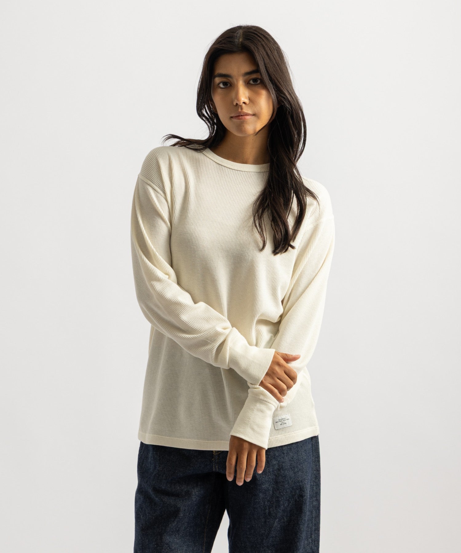 Saturdays NYC Hanes x Saturdays NYC Waffle 2-Pack Long Sleeve Tee in Black & Off White