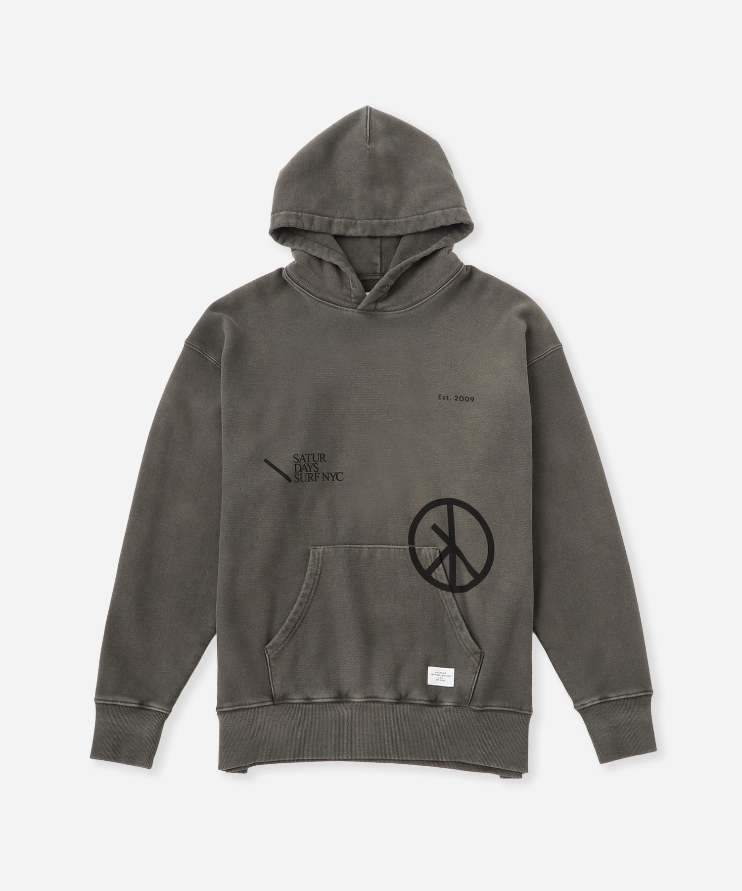 Saturdays NYC Warren Sunburned Peace Hoodie in Olive Green