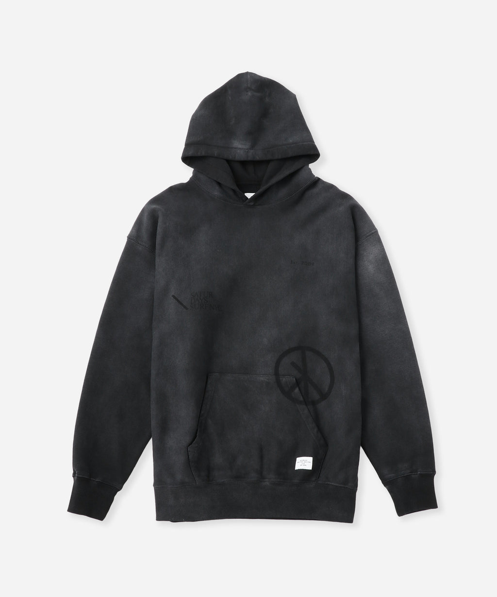 Saturdays NYC Warren Sunburned Peace Hoodie in Charcoal