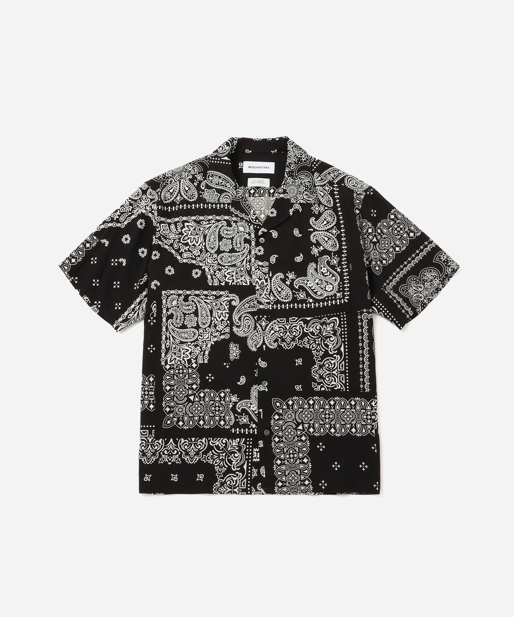 Saturdays NYC MIYAGIHIDETAKA x Saturdays Bandana Short Sleeve Shirt in Black