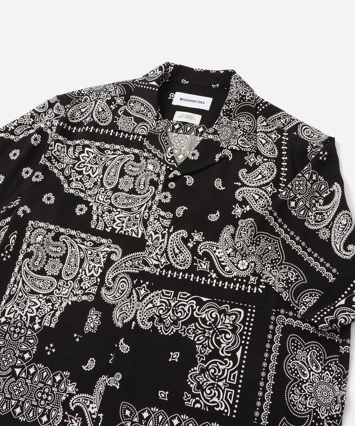 Saturdays NYC MIYAGIHIDETAKA x Saturdays Bandana Short Sleeve Shirt in Black