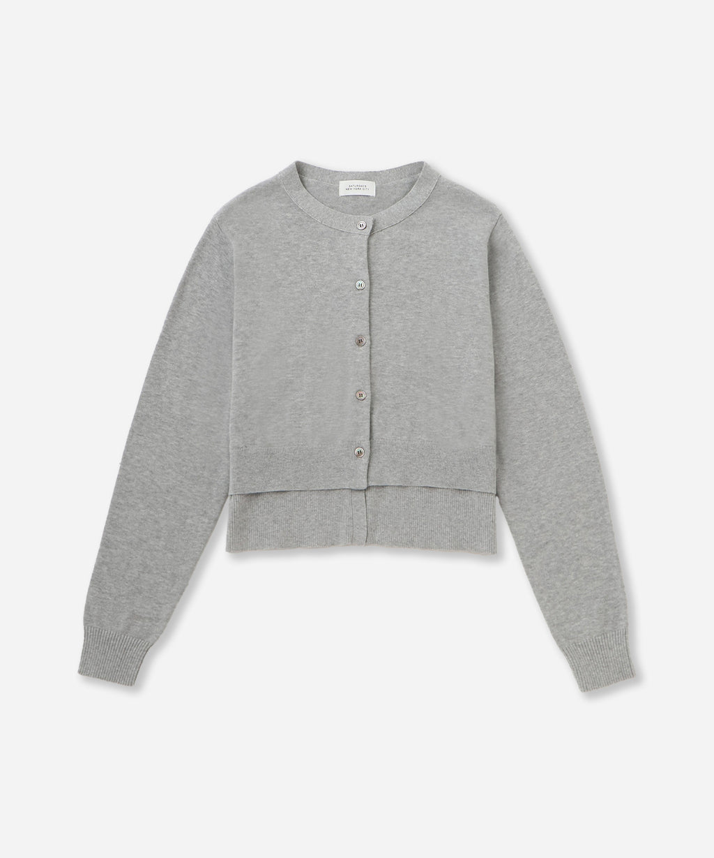 Saturdays NYC Halle Double Layer Cardigan in Gray