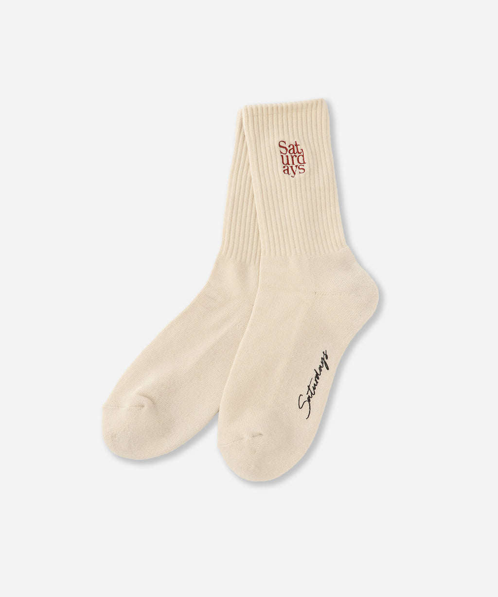 Saturdays NYC Miller Stacked Standard Socks in Off White