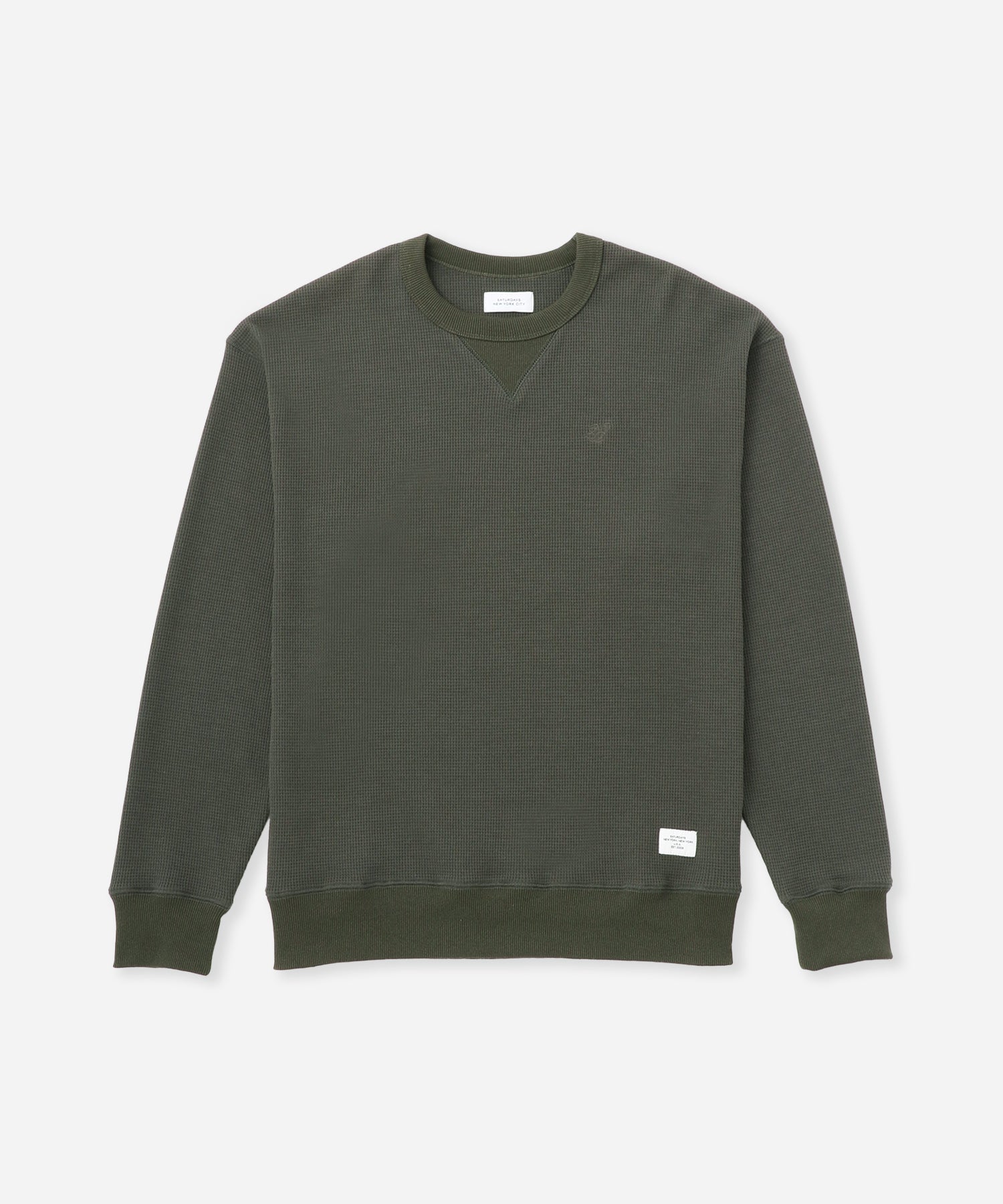 Saturdays NYC SNYC Waffle Relaxed Top in Olive Green