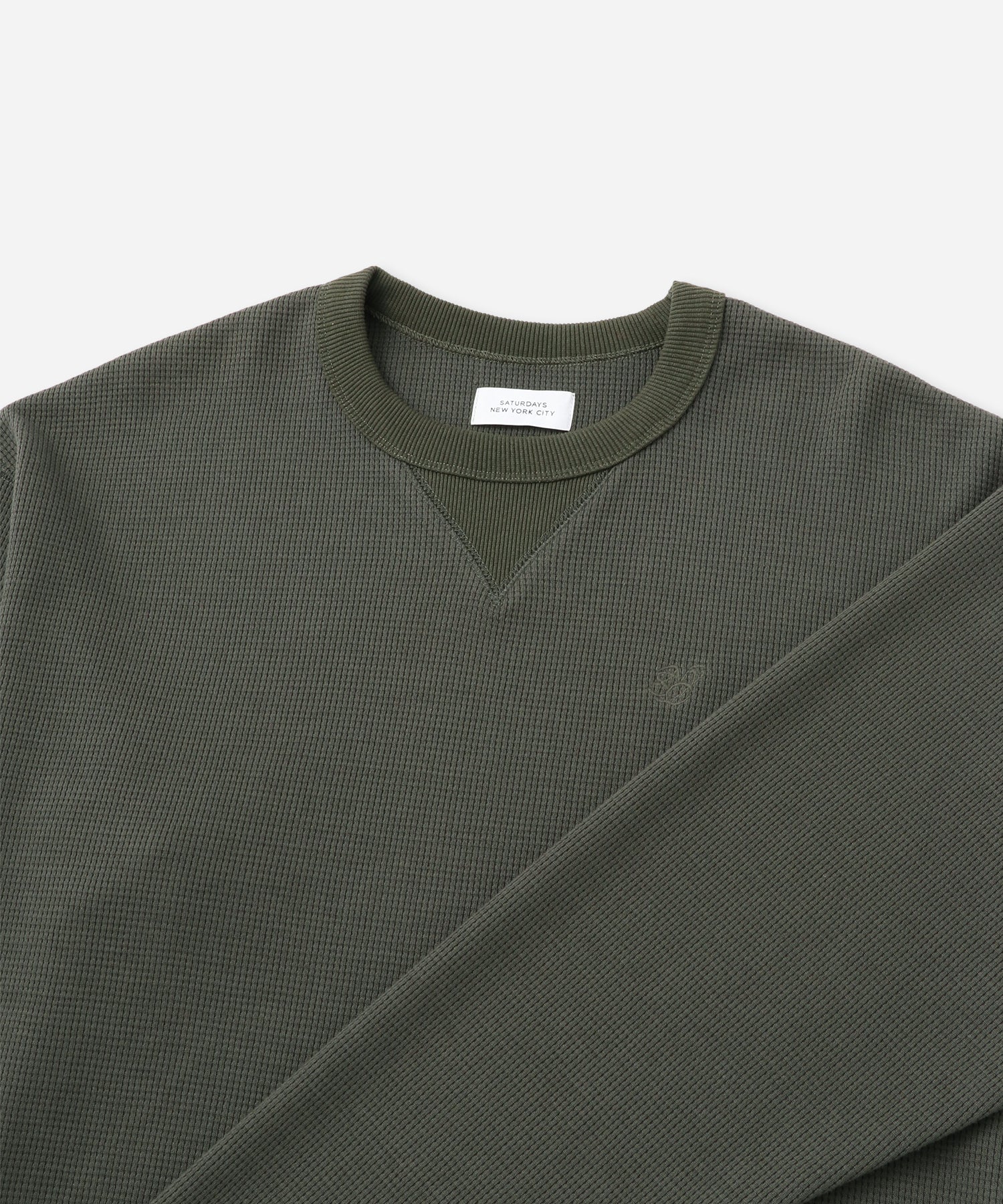 Saturdays NYC SNYC Waffle Relaxed Top in Olive Green
