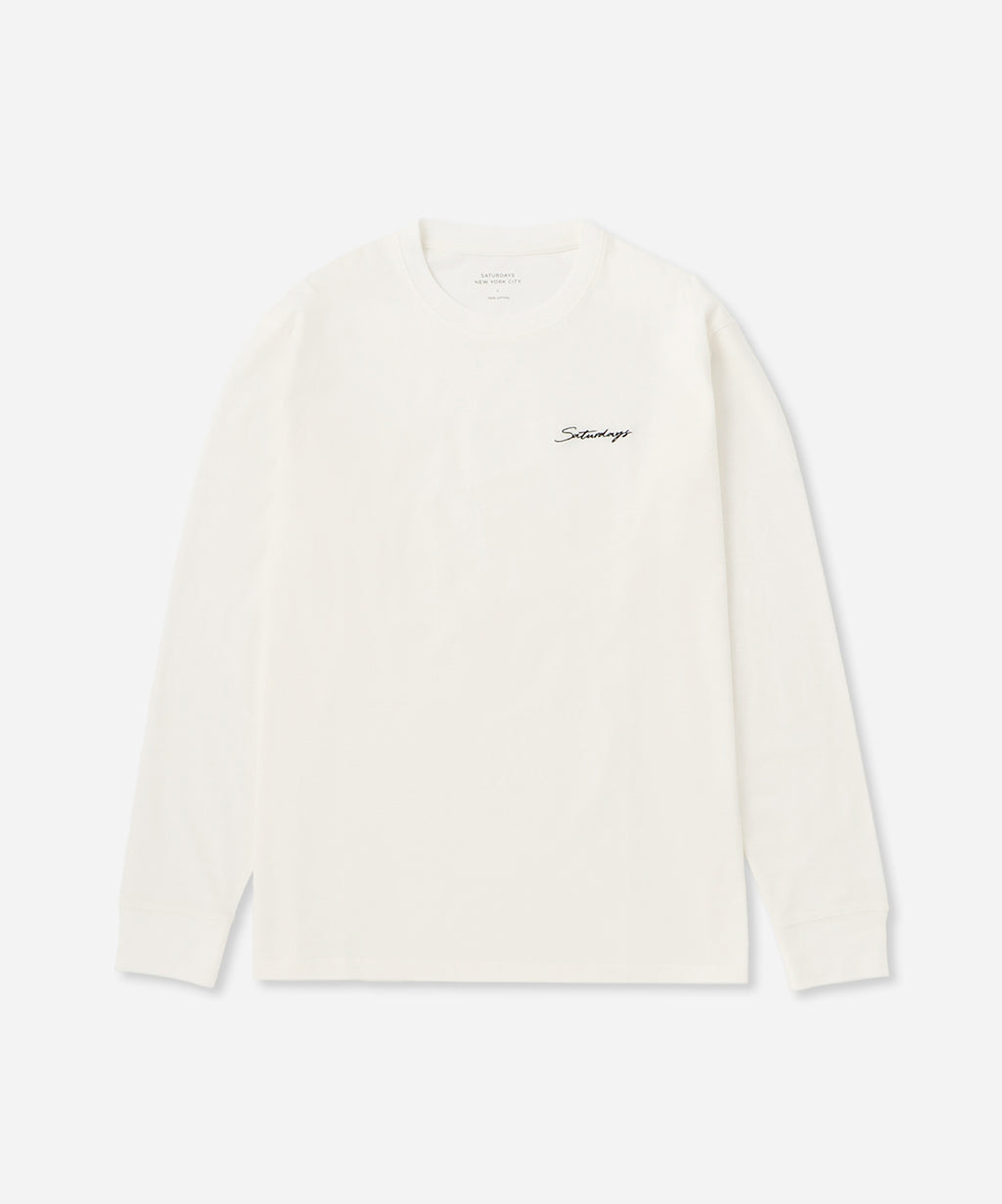 Script Embroidered Long Sleeve Tee