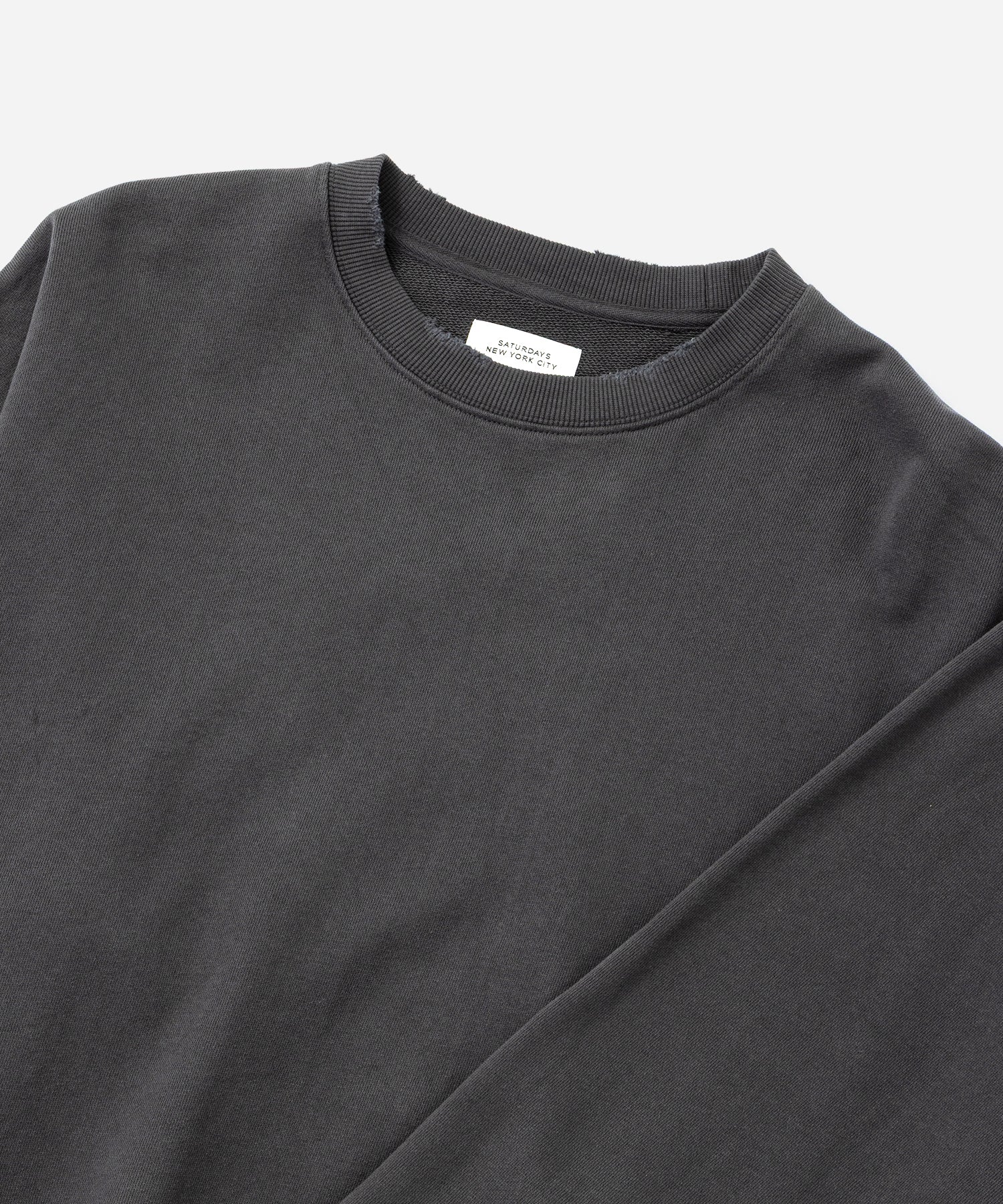 Saturdays NYC Bowery Garment Dyed Slash Sweatshirt in Charcoal