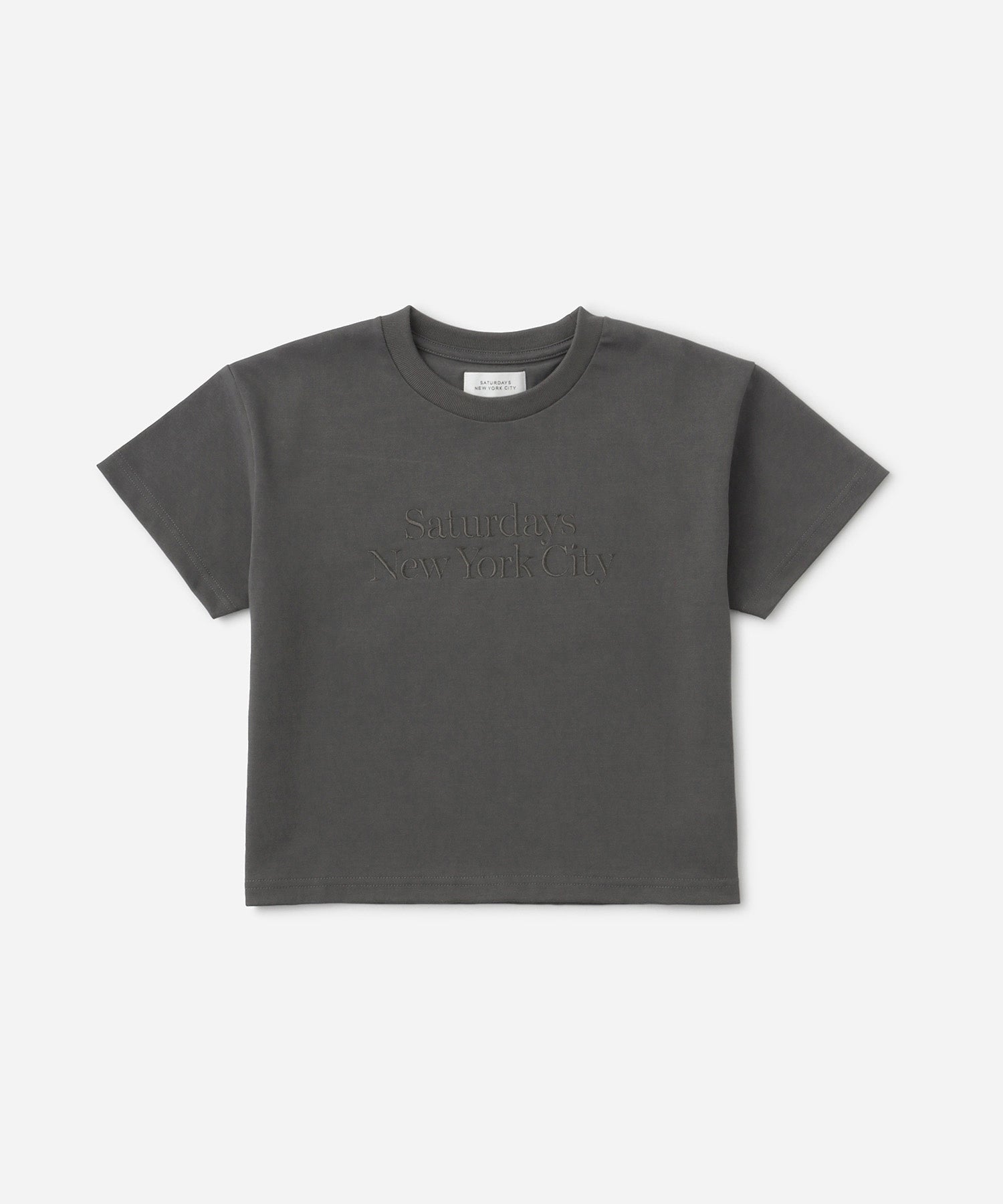 Saturdays NYC Miller Embroidered Short Sleeve Tee in Charcoal