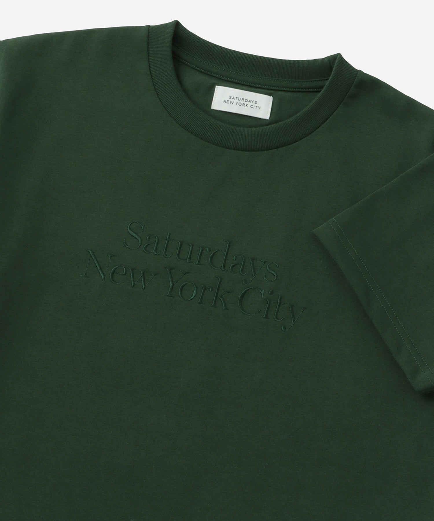 Saturdays NYC Miller Embroidered Short Sleeve Tee in Green